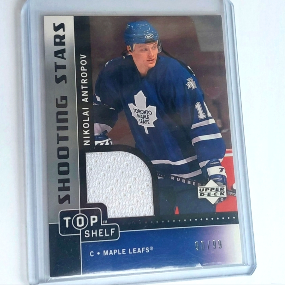 Nikolai Antropov Toronto Maple Leafs Shooting Stars Game-Used Jersey Hockey Card